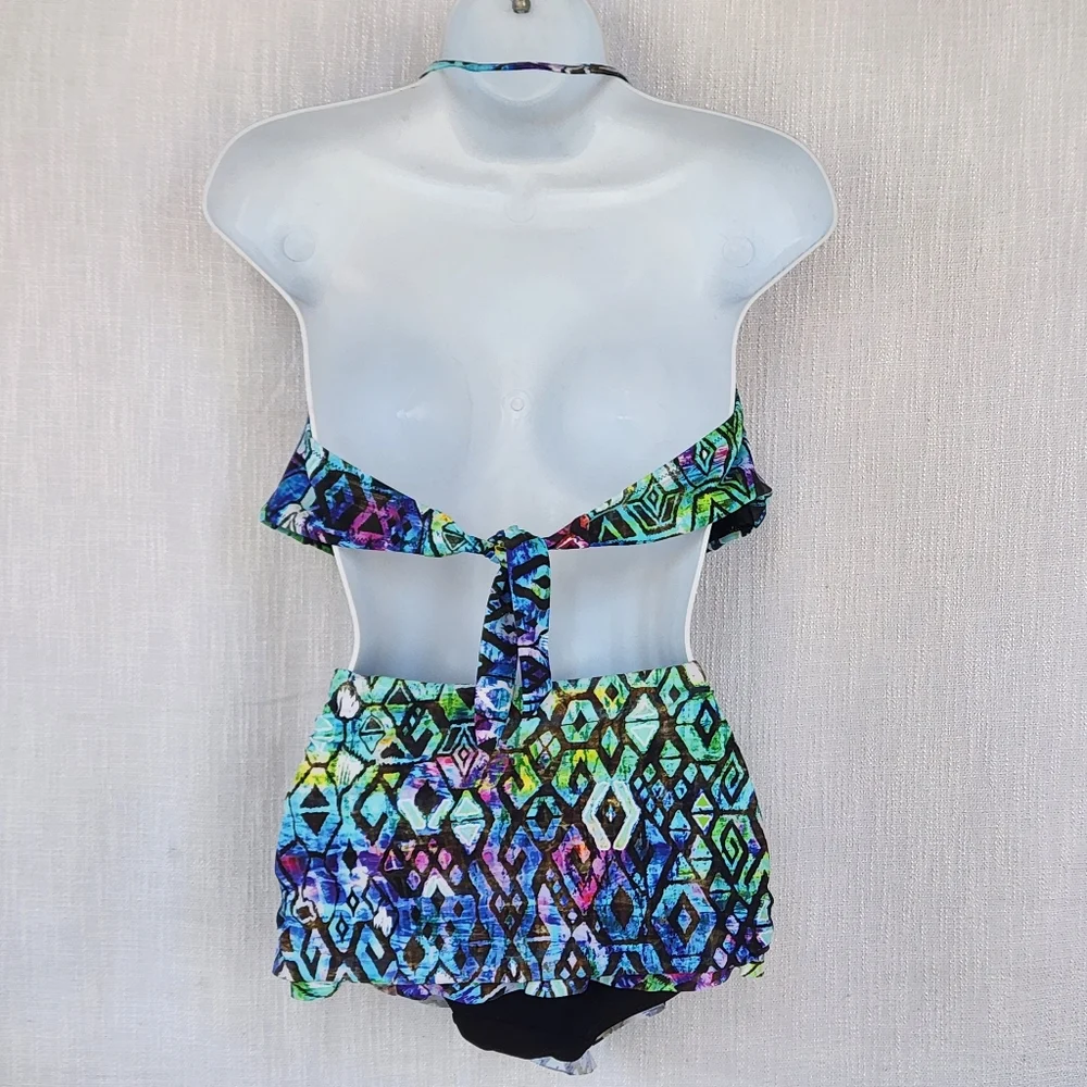 Profile Bikini Set 2 Piece Swimsuit Summer Beach Vacation Colorful Size 12